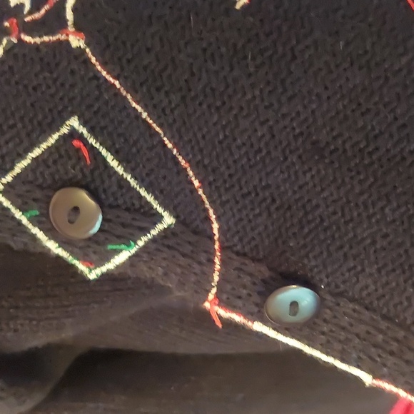 Tiara International Black Christmas Holiday Button Front Sweater 2004 Sz L - Picture 14 of 17